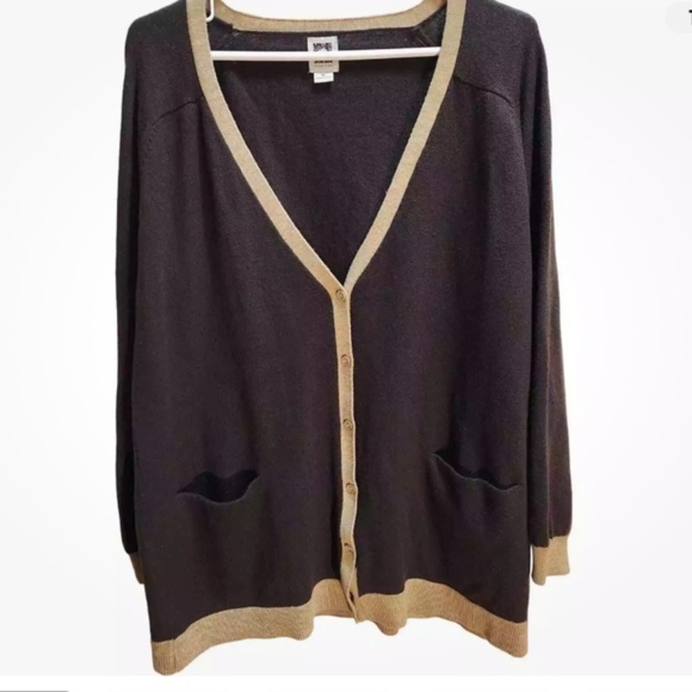 Anne Klein Black and Tan Cardigan